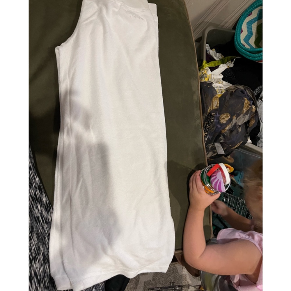 White bebe terry cloth wide leg crop pants nwt